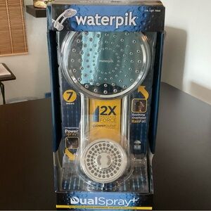 WATERPIK LARGE DUAL SPRAY RAINFALL POWERPULSE Showerhead BRAND NEW never opened